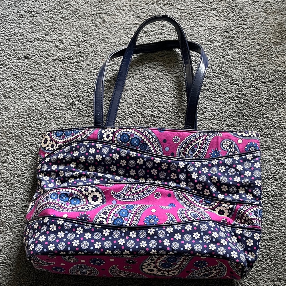 Vera Bradley Pink and Navy Paisley Tote